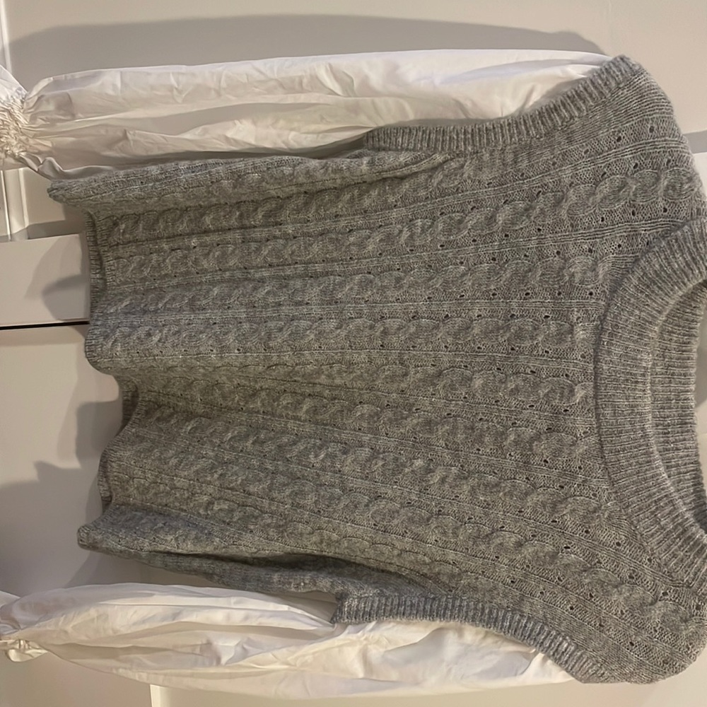 Something navy grey mixed media sweater. Beautiful cable sweater.